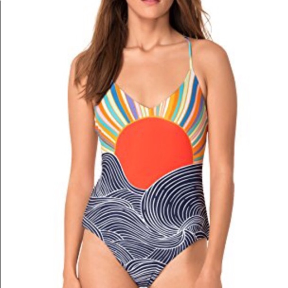 Mara Hoffman Reversible to solid navy color